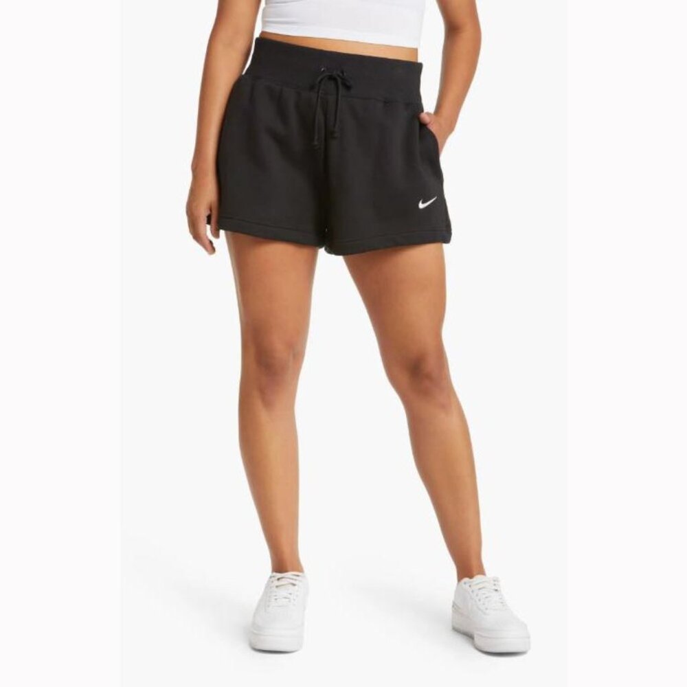 Nike Women's Sportswear Black Phoenix Fleece Mid-Rise 4-Inch Shorts
